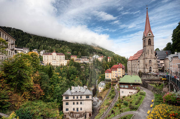 The St. Preims Parish Church in Bad Gastein has its origins in the year 696, although the current structure was built in 1736 and has been subject to multiple restorations throughout its history due to the rather unstable location of its foundation. High dynamic range post-processing.