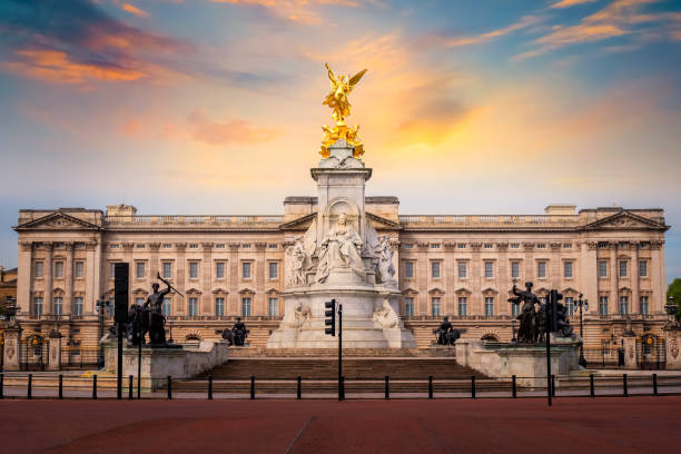 London, United Kingdom - May 13 2018: Victoria memorial in front of Buckingham Palace, designed and executed by the sculptor (Sir) Thomas Brock and unveiled on 16 May 1911