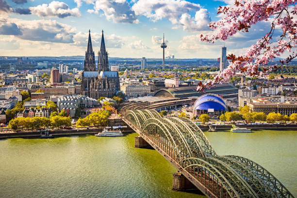 Aerial view of Cologne at spring, Germany