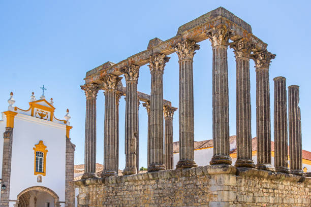 Templo Romano or Templo de Diana next to Pousada Convento dos Loios in Evora, Alentejo, Portugal