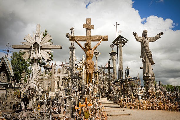 Siauliai, Lithuania- July 21, 2013: Hill of Crosses a famous site of pilgrimage in northern Lithuania.