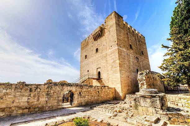 Kolossi, Limassol, Cyprus - March 28, 2013: The medieval castle of Kolossi. It is situated in the south of Cyprus, in Limassol. The castle dates back to the crusades and it constitutes a landmark of the area.