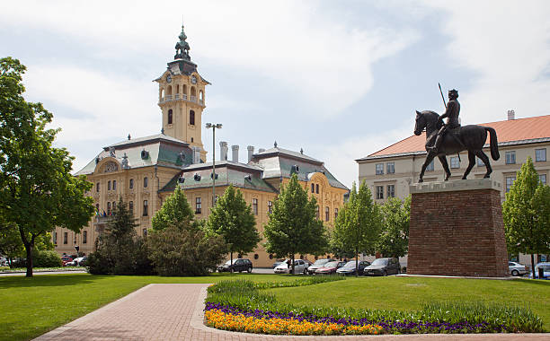 King Bela IV statue in front of Varoshaza or City House, Szeged, Hungary